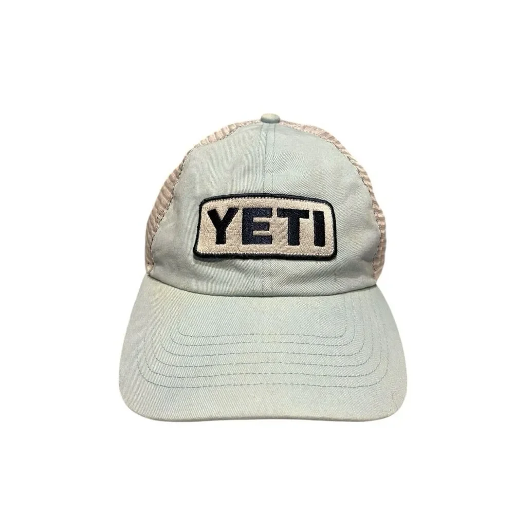 Yeti Coolers Snap Back Trucker Hat Cap Mesh Baby Blue One Size